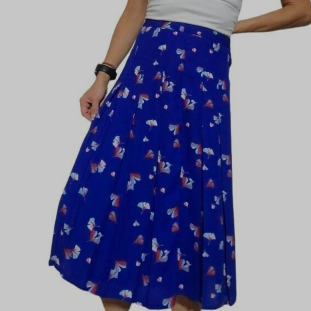 Banana Republic Blue Floral Button Front Skirt - Picture 1 of 12